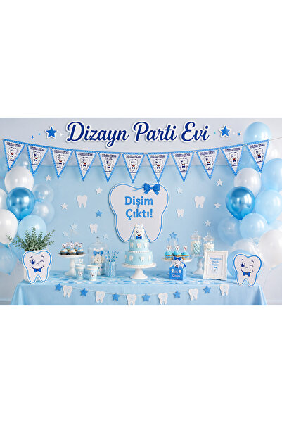Dizayn Parti Evi Dişim Çıktı Flama Süs 10 Adet Mavi Diş Buğdayı Banner Erkek ...