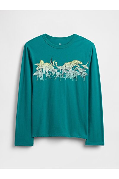 GAP Erkek Çocuk Yeşil Grafik Baskılı T-Shirt