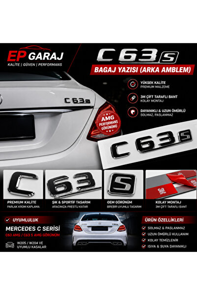 EP GARAJ OTOMOTİV MERCEDES C63 S Bagaj Yazısı (Arka Amblem) – Mercedes Uyumlu