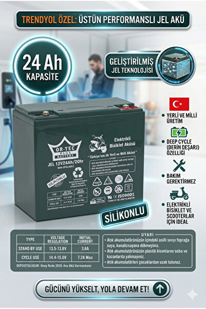 ORTEC 12V 24Ah Derin Döngülü Jel Akü - Uzun Ömürlü Güneş Enerjisi ve Engelli ...