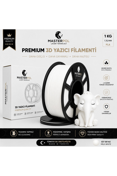 MASTERPOL Premium Pla Filament Beyaz 1 KG 1.75 MM 3D YAZICILAR İÇİN ( FLEMENT...