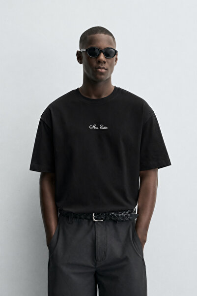 Modivibe Erkek Baskılı Oversize T-shirt Kalın Dokulu %100 Pamuk Geniş Kesim