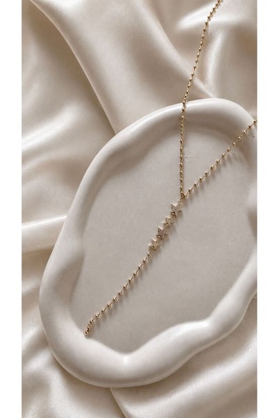 GONESSA Star Detailed Stainless Steel Y Gold Necklace 40cm