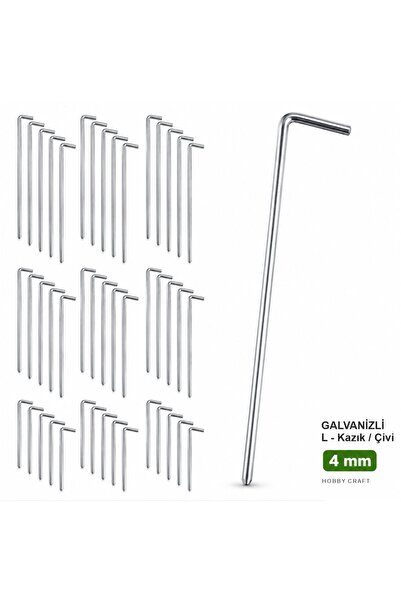 Hobby Craft L Kazık Çadır ve Bitki Örtüsü Sabitleme Kazığı | 30 cm - 4 mm Gal...