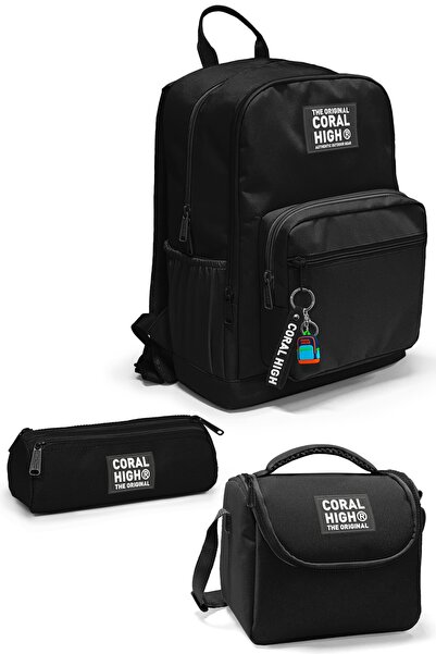 Coral High Set de genți școlare negre din 3 piese SET0133240