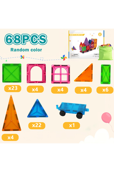 choice2 68Pcs 5.5cm Magnetic Building Blocks Magnetic Force Plate Children's ...
