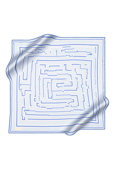 Pierre Cardin Blue 90X90 Silk Crepe Satin Scarf