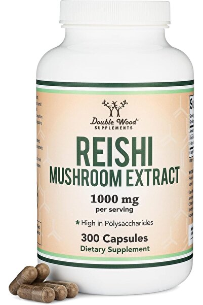 Double Wood Supplements كبسولات فطر الريشي (مستخلص غانوديرما بنسبة 4:1، 1000 ...
