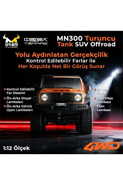 MN Model MN300 1/12 Tank SUV 4WD RC Crawler Offroad Uzaktan Kumandalı Araba Arazi Aracı Model Car Tr