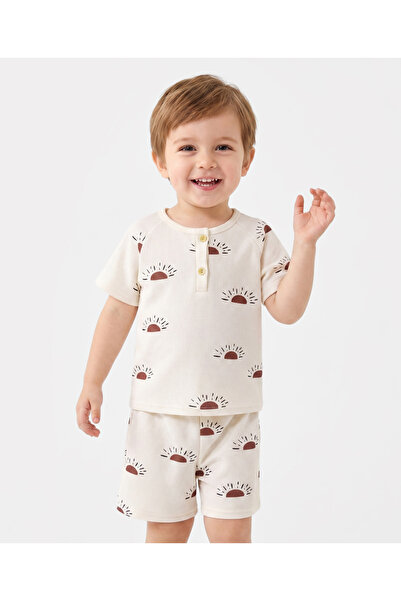 SAPS All Over Sun Printed Short Sleeves T-Shirt and Shorts Co-ords Set - White