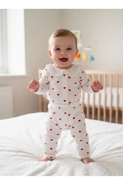 BUUFUU Baby Girl Seasonal Set Patterned Collar with Scalloped Edge Long Sleev...