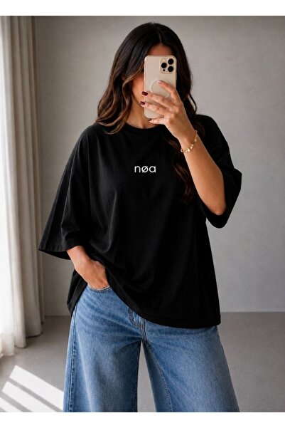 ELAN WEAR -تي شيرت نسائي مطبوع كبير الحجم من القطن |   قصة مريحة بأكمام قصيرة