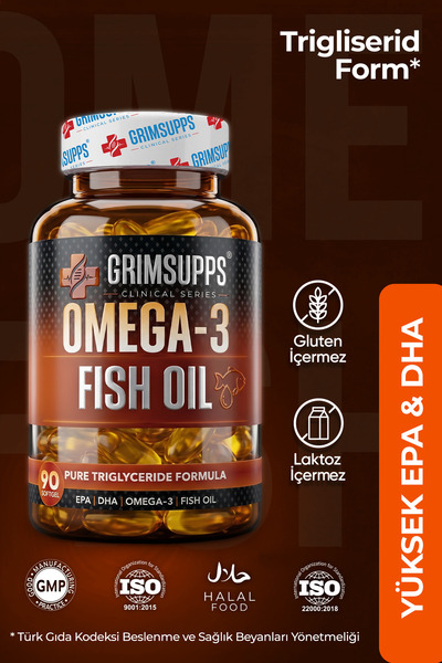 Grimsupps Omega-3 Fish Oil Trigliserid Form – Yüksek EPA & DHA İçeren Balık Y...