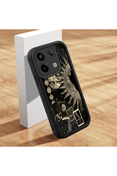 SLIMFELT Redmi Note 13 Pro 5G Uyumlu Yüksek Kalite Güneş Ay Yıldız Desenli Kı...