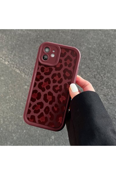 Generic Brand Samsung Galaxy A52/A52S Compatible High-Quality Burgundy Leopard Pattern Case with Retro Atmosphere