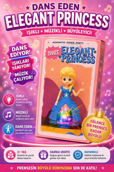Sıraç İthalat Elegant Princess Işıklı Müzikli Dans Eden Prenses Oyuncak Bebek...