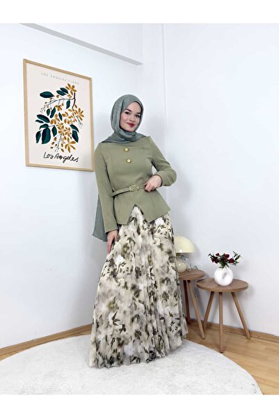 ARZU SEMA طقم تنورة سياله منقوشة