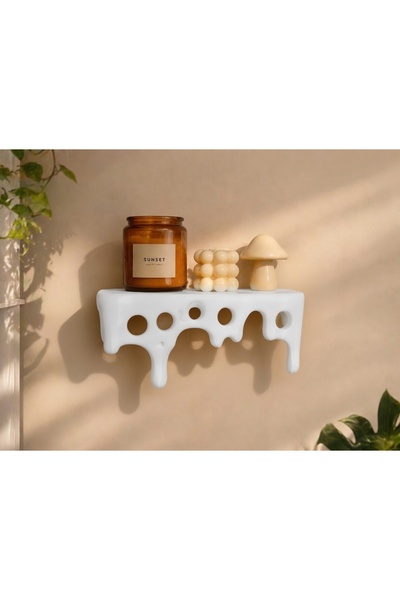 ALPİN PLA Organik Peynir Desenli Beyaz Duvar Rafı | 21x9x8 cm | Dekoratif Akı...