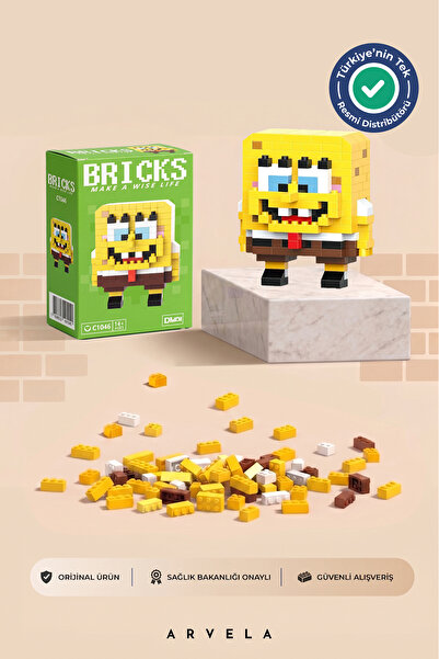Bricks make a wise life Sünger Bob Karakteri - Eğitici Oyuncak Yapboz - Orijinal