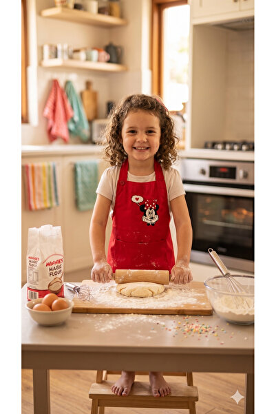 Sister Home Kids Red Embroidered Minnie's Patterned Children's Chef Kitchen A...