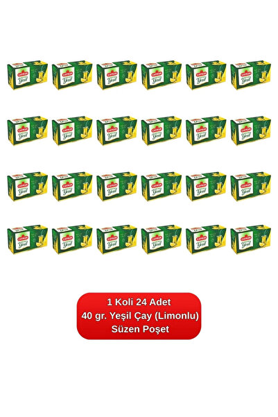 Çaykur Yeşil Çay Süzen Poşet (Limonlu) 40 gr. 24'lü Koli
