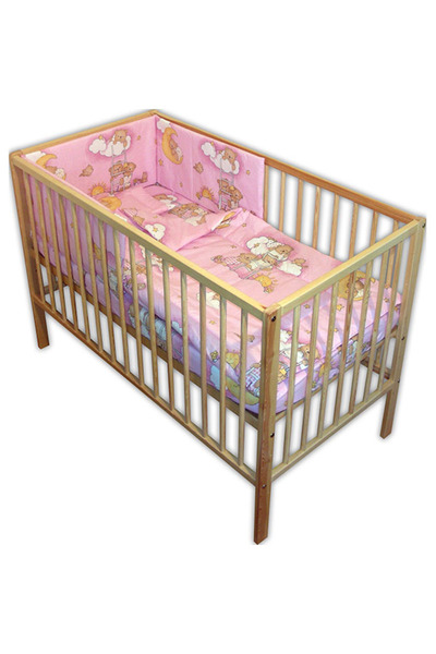 Evelise Set de lenjerie de pat pentru bebeluși Hubners Easy Sleep, 4 piese, roz