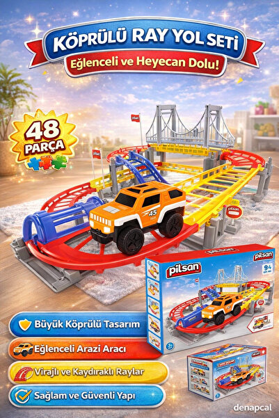 DENAPCAL Köprülü Ray Yol Çocuk Oyuncak Araba Seti