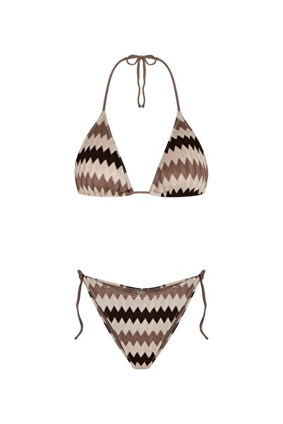 TIME MUSE CAMILA Gold&Cream Örme Üçgen Bikini Takım