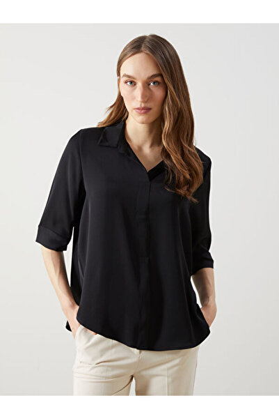 LC Waikiki Shirt Collar Oversize Crepe Women's Blouse