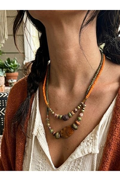 lotusbybuket Multi Chain Boho Style Natural Stone Necklace