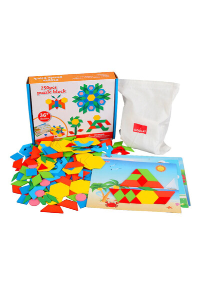 Junios Ξύλινο παζλ, 250 κομμάτια, γεωμετρικά σχήματα, απεριόριστα σχέδια