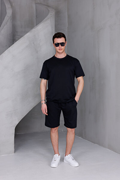 DARK MODA Erkek Basic Oversize T-shirt,Şort ,Çorap Üçlü Takımı