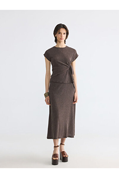 LC Waikiki Textured Flared Skirt with Elastic Waist