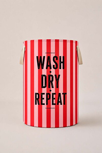 dekomall home & living Rose Striped Laundry Basket - 36X50 cm