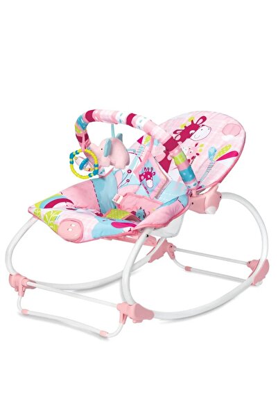 Junios Balansoar eletric 2 in 1 cu functie scaun pentru bebelusi, Mastela, Roz