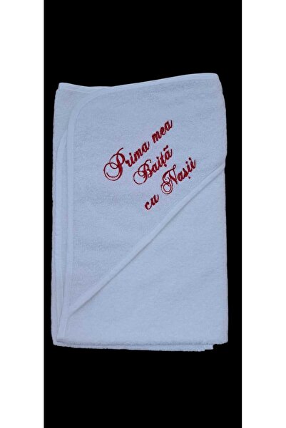 HUGBEBE Baby towel, with hood, thick Cotton , 75x75 cm, with Embroidered mess...