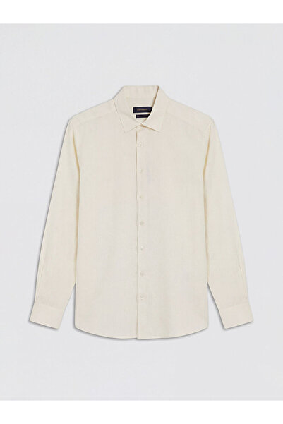 LC Waikiki Ecru Regular Fit 100% Linen Men's Shirt