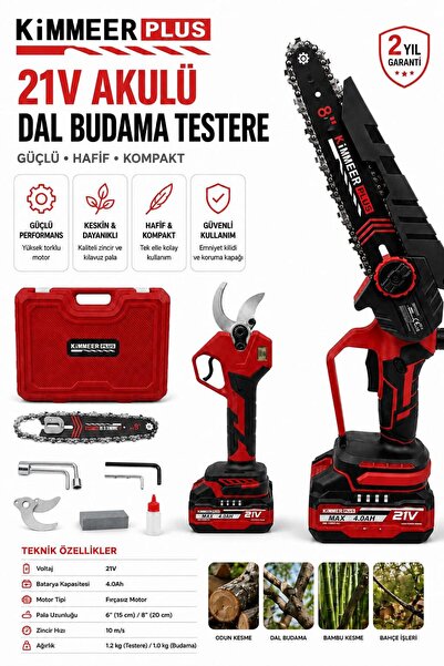 KİMMEER PLUS 2'li Set 50mm Bağ Makası ve Budama Testeresi Sarı