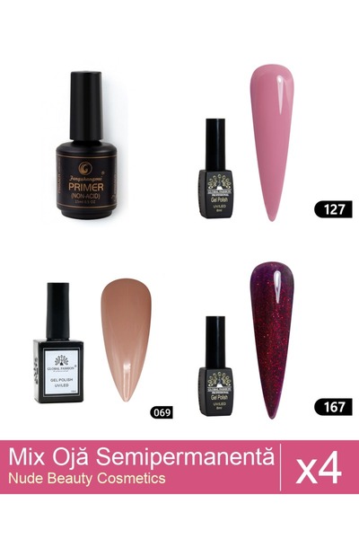 Makeup Set Mix 4 produse Nail Oja: Oja semipermanentă Global Fashion, Gel pol...