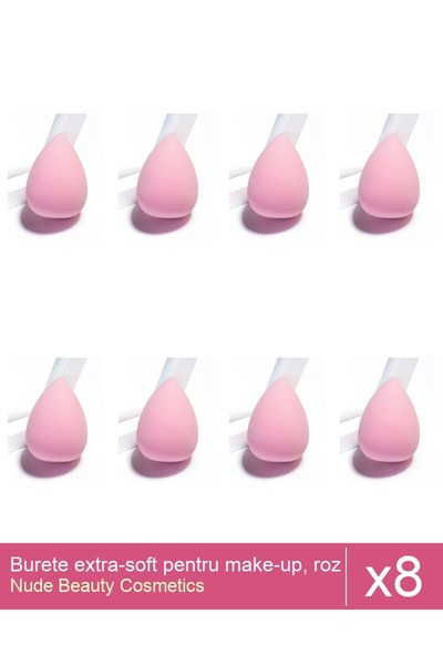 Makeup Set of 8 extra-soft makeup sponges, powder pink