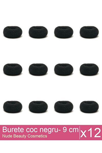 Makeup Set of 12x Black bun sponge - 9 cm diameter