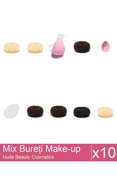 Makeup Mix Set 10 Sponge products: Blonde bun sponge - 11 cm diameter, Brown ...
