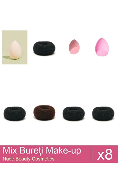 Makeup Set Mix 8 produse Bureti: Burete extra-soft pentru make-up, nude, Bure...