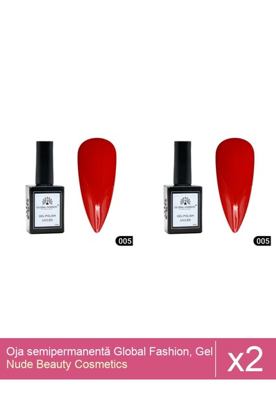 Makeup Set 2x Oja semipermanentă Global Fashion, Gel polish Elite Glow 15 ml,005