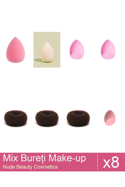 Makeup Set Mix 8 produse Bureti: Burete extra-soft pentru make-up, nude, Bure...