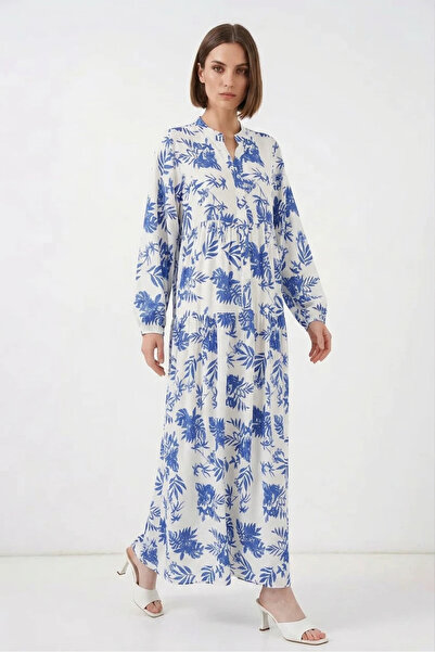 buğrahayalin Women's Authentic Patterned Viscose F. Saks Hijab Dress