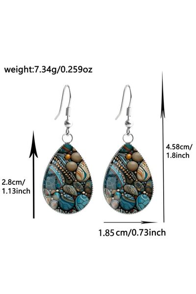 Choice BROWN Silver 1 Pair of Stone-Patterned Earrings with Convex Glass and ...