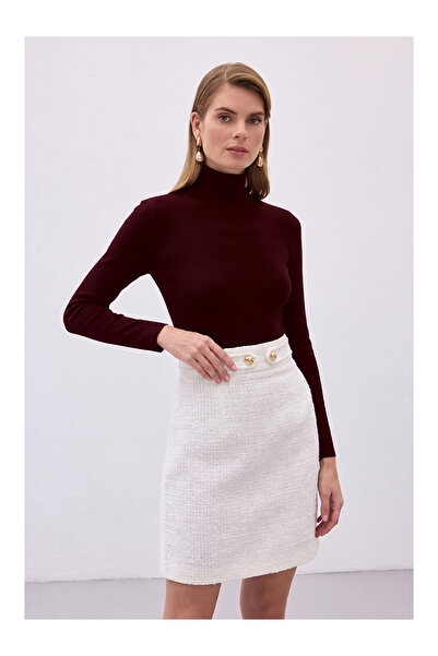 LC Waikiki Nevavm Full Fisherman's Knitwear with a Difference - Dark Burgundy