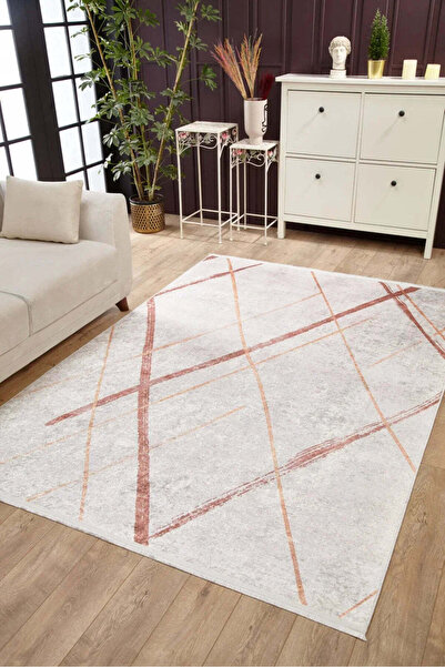 halinet Halı.Net White Modern Washable Non-Slip Living Room Carpet Haln-Hln1910