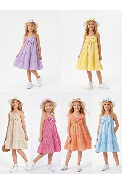 Melodikids Girls' Plaid Hat Dress